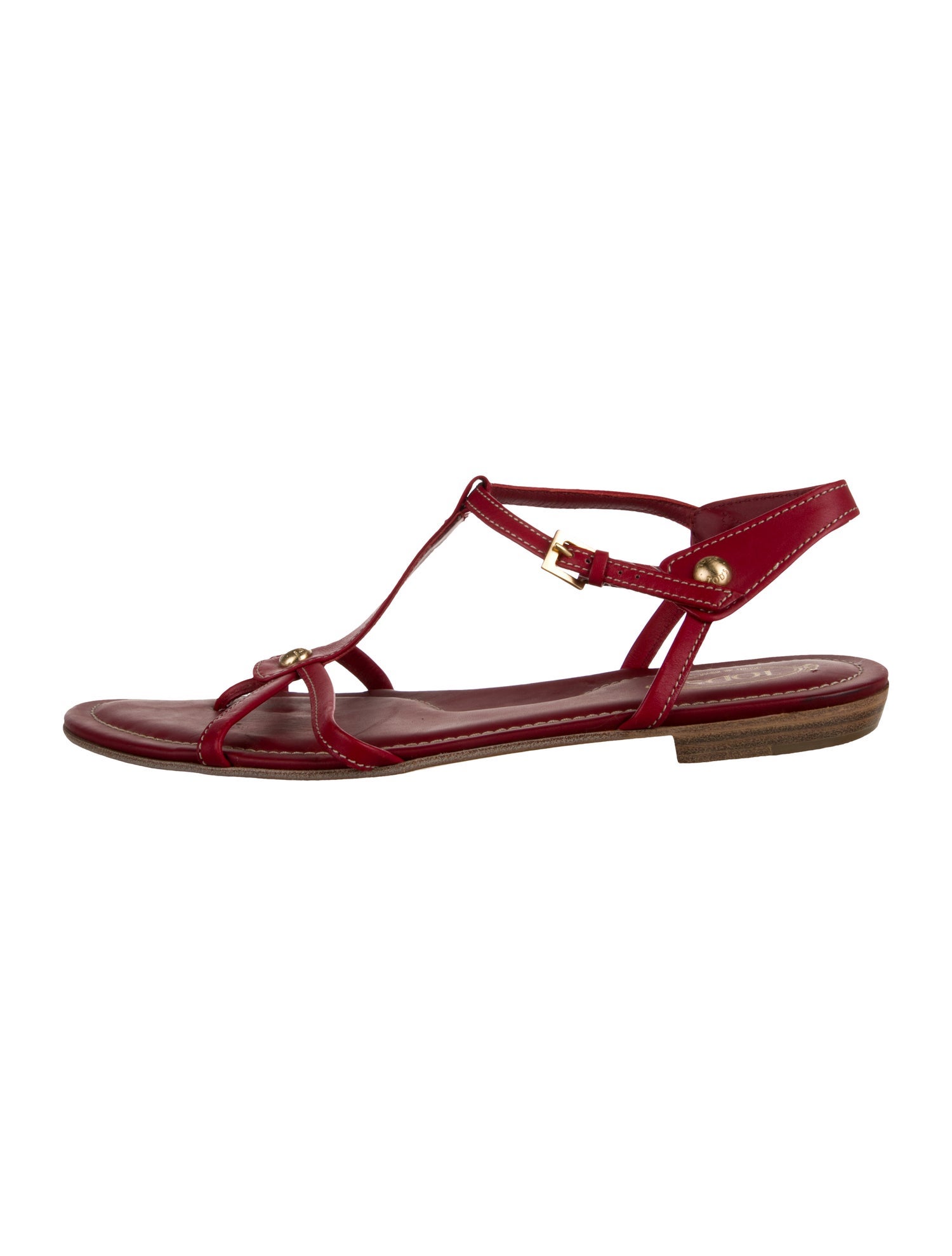 Tod's Leather T-Strap Sandals