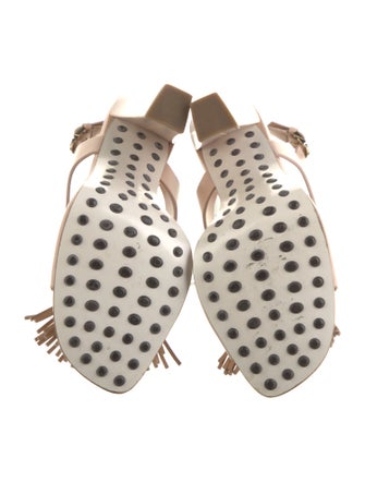 Tod's Leather Fringe Trim Accent Slingback Sandals