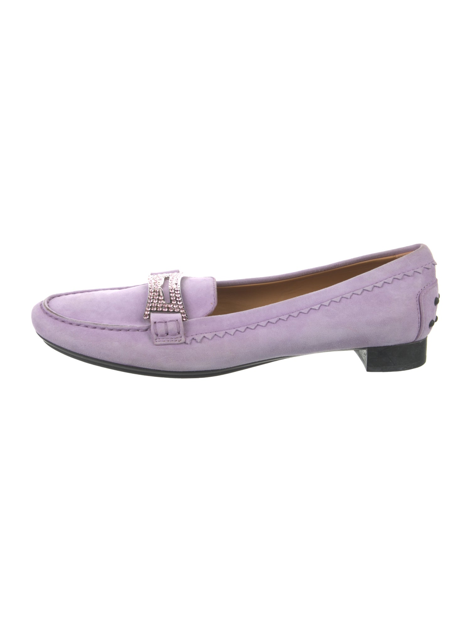 Tod's Suede Crystal Embellishments Loafers