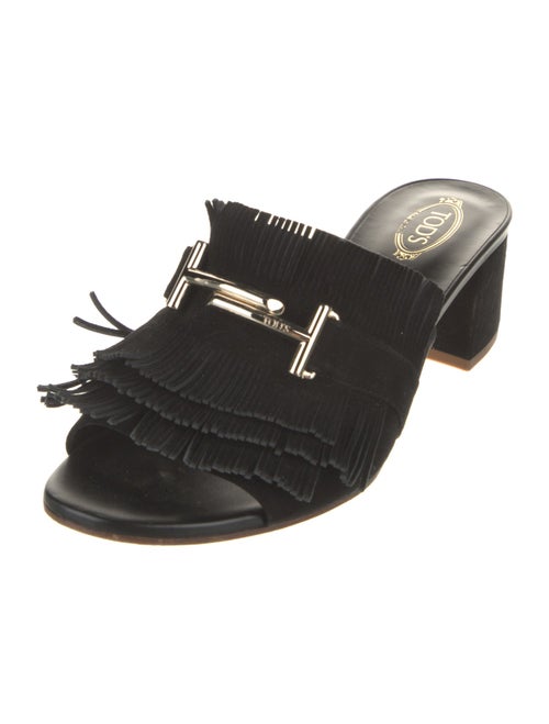 Tod's Suede Fringe Trim Accent Slides
