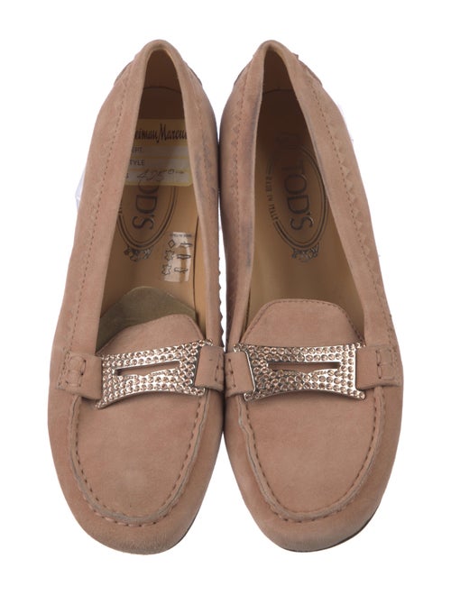 Tod's Suede Crystal Embellishments Loafers