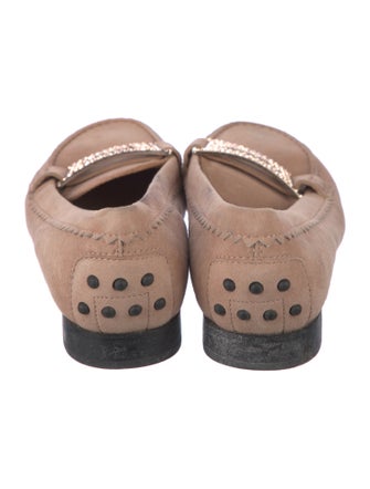 Tod's Suede Crystal Embellishments Loafers