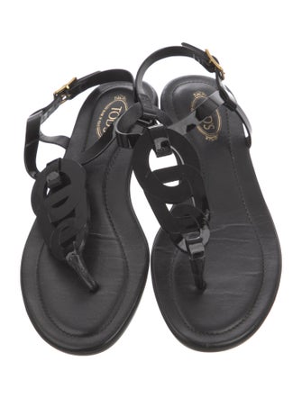 Tod's Patent Leather T-Strap Sandals