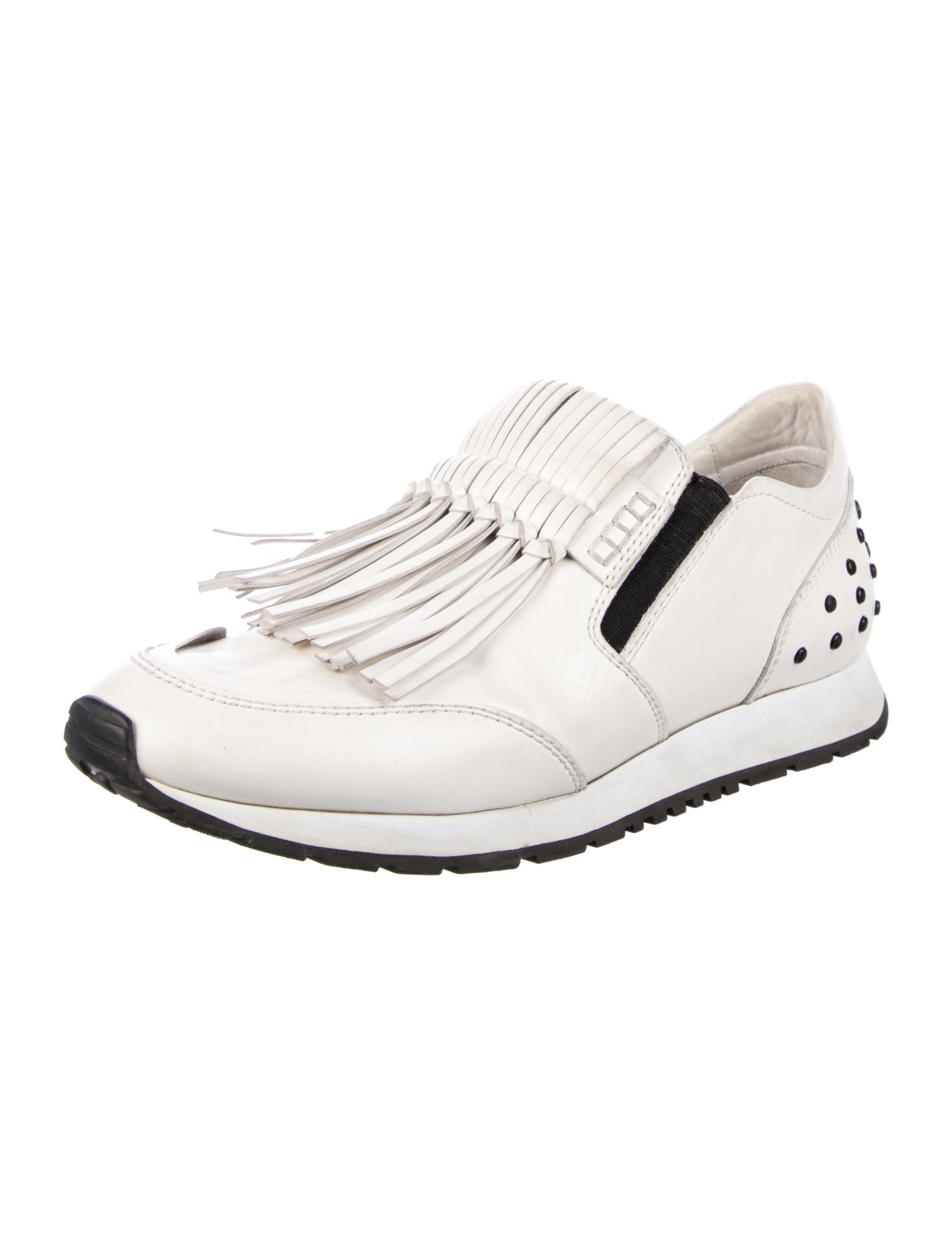 Tod's Leather Fringe Trim Accent Sneakers