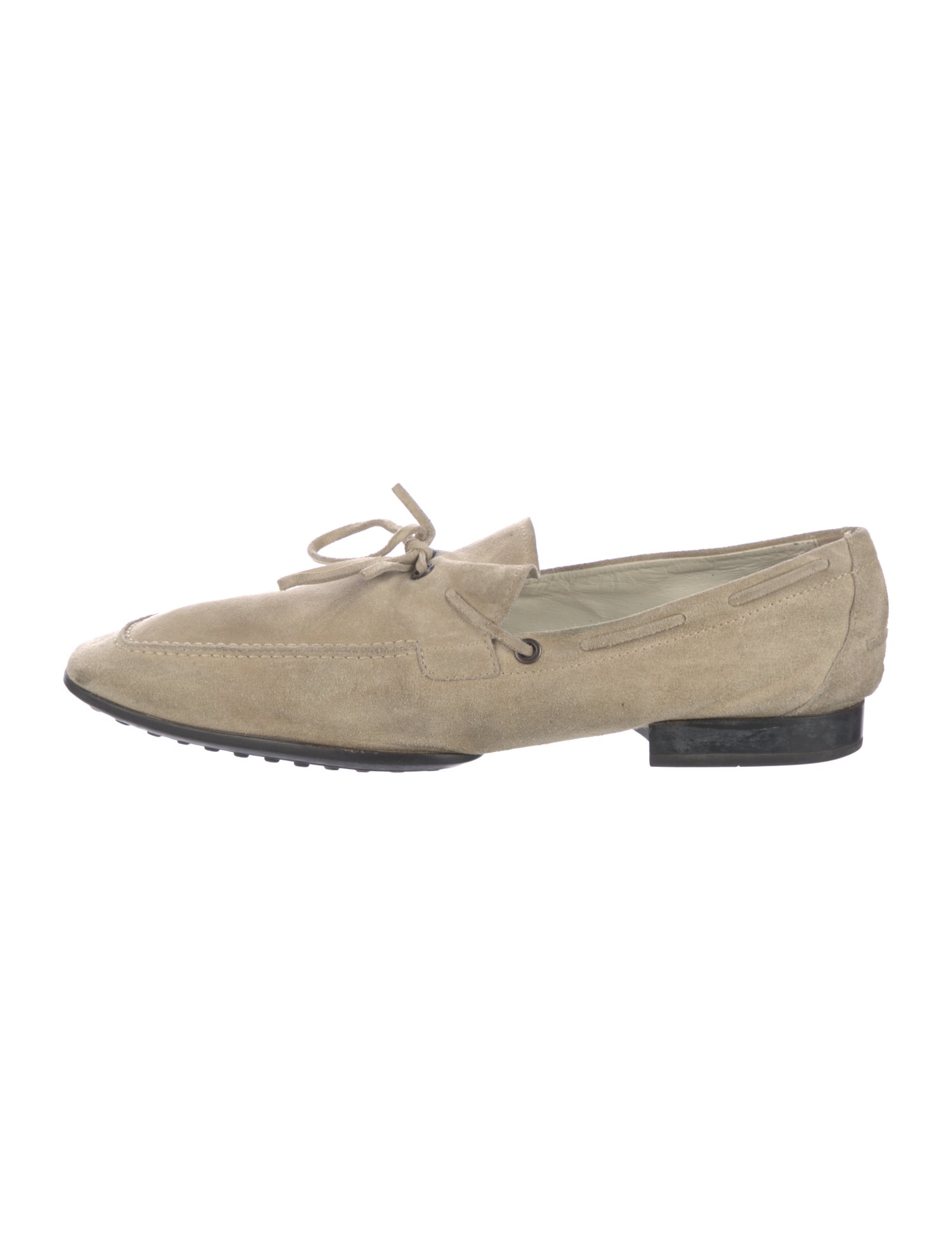 Tod's Suede Bow Accents Loafers