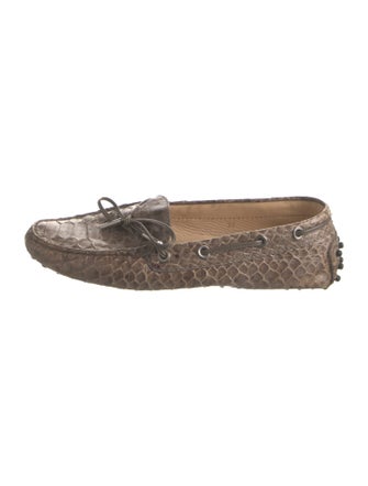 Tod's Snakeskin Animal Print Moccasins