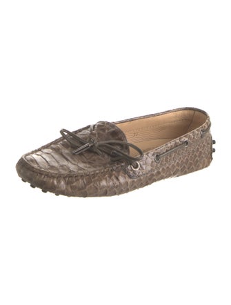 Tod's Snakeskin Animal Print Moccasins
