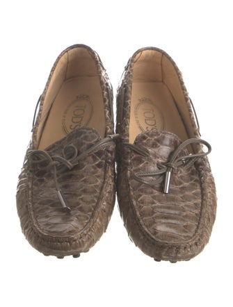 Tod's Snakeskin Animal Print Moccasins