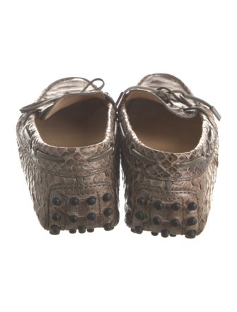 Tod's Snakeskin Animal Print Moccasins