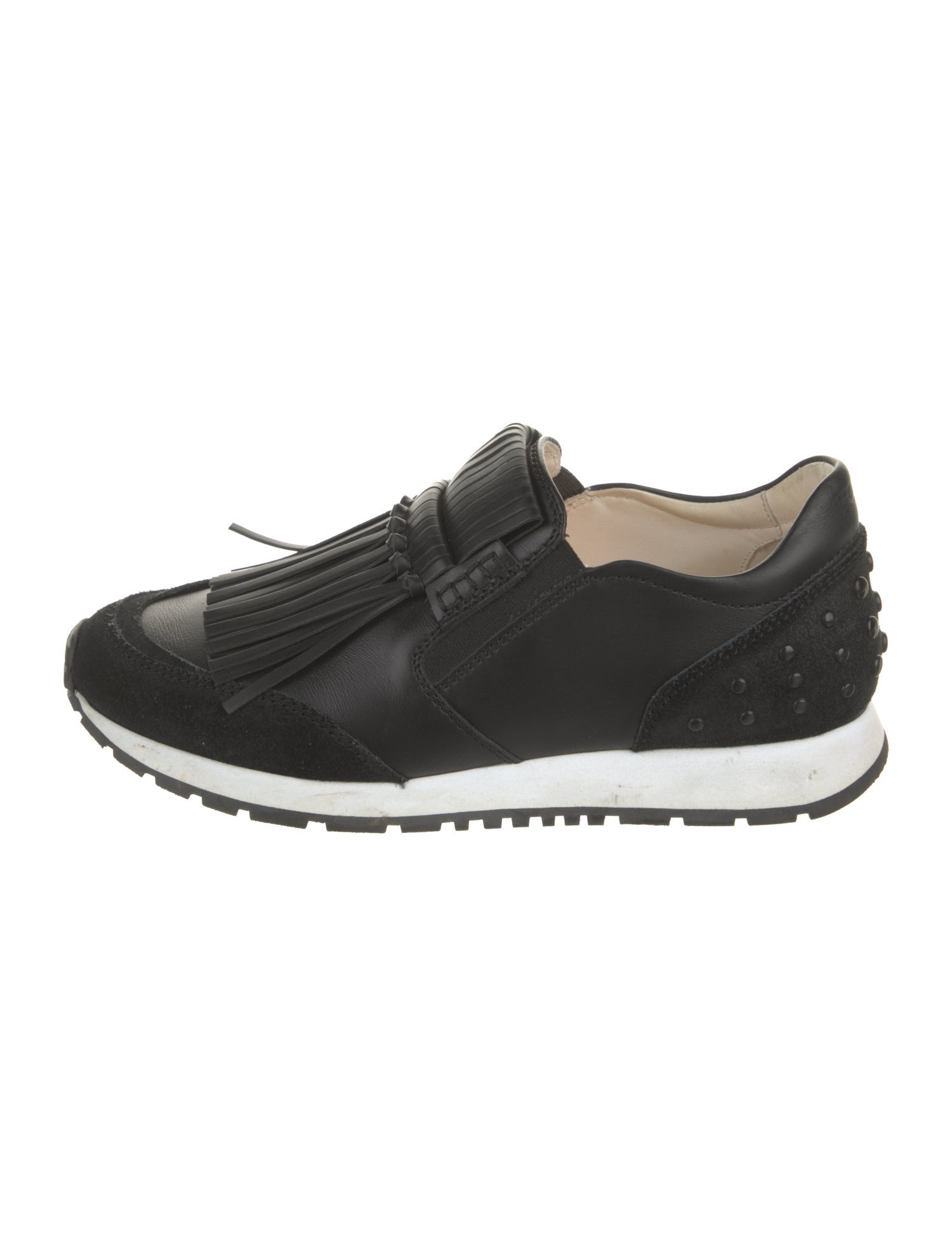 Tod's Leather Fringe Trim Accent Sneakers