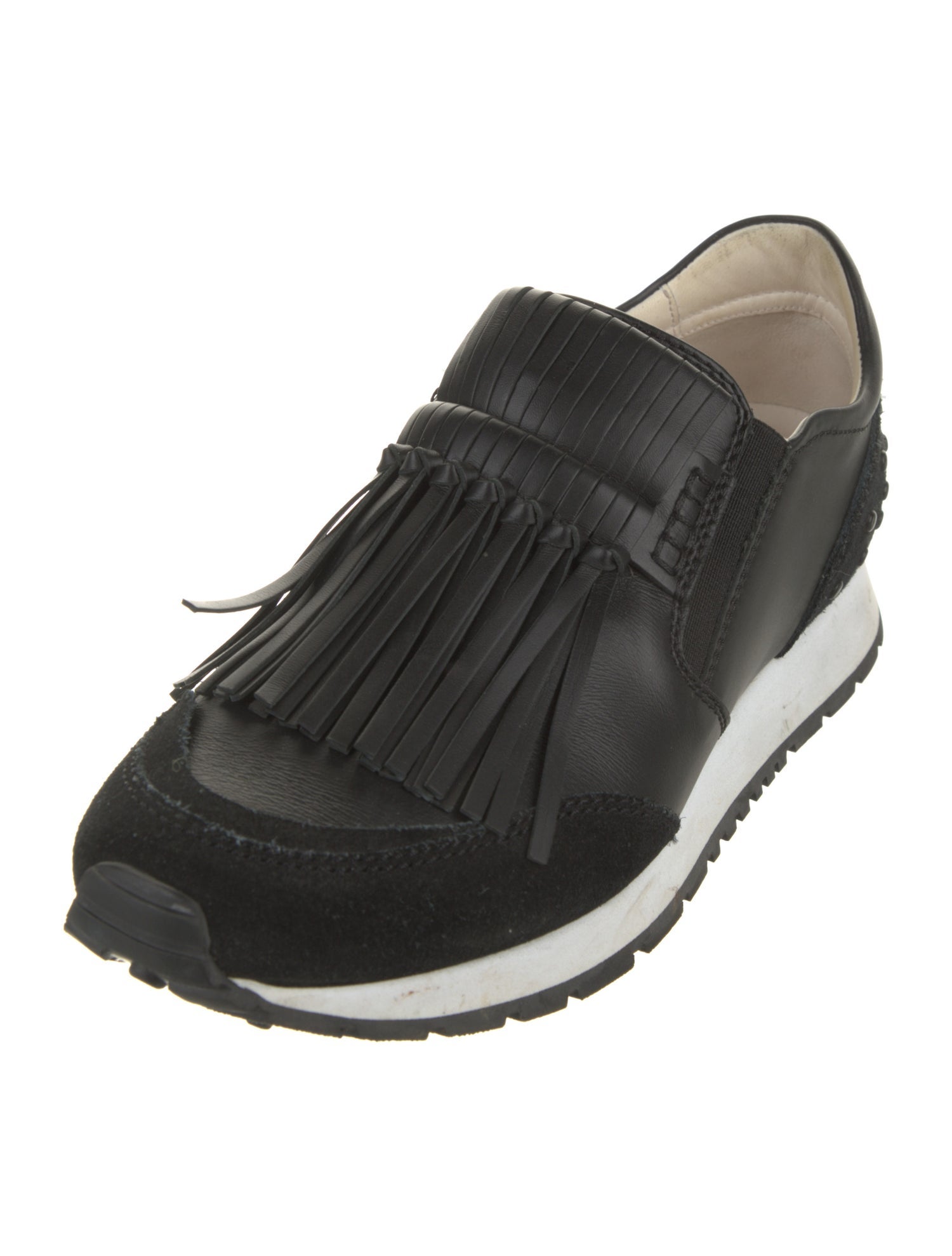 Tod's Leather Fringe Trim Accent Sneakers