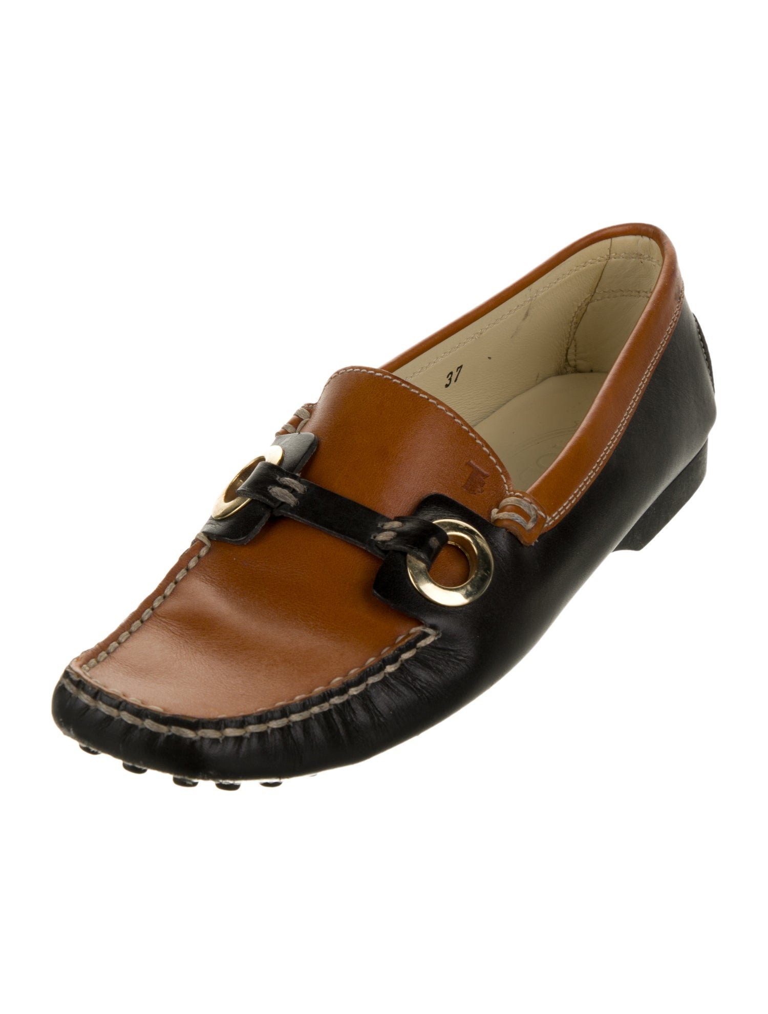 Tod's Leather Colorblock Pattern Loafers