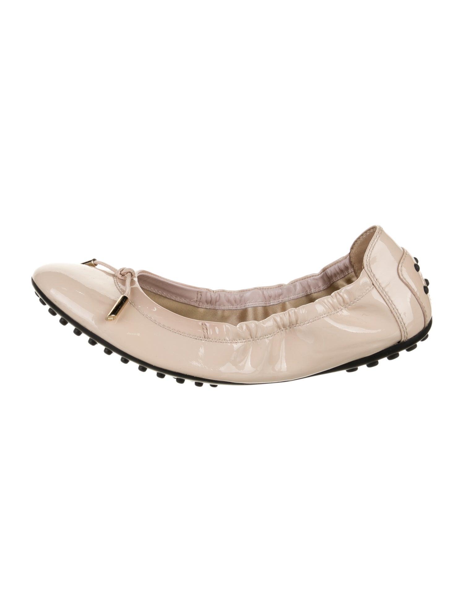 Tod's Patent Leather Bow Accents Ballet Flats