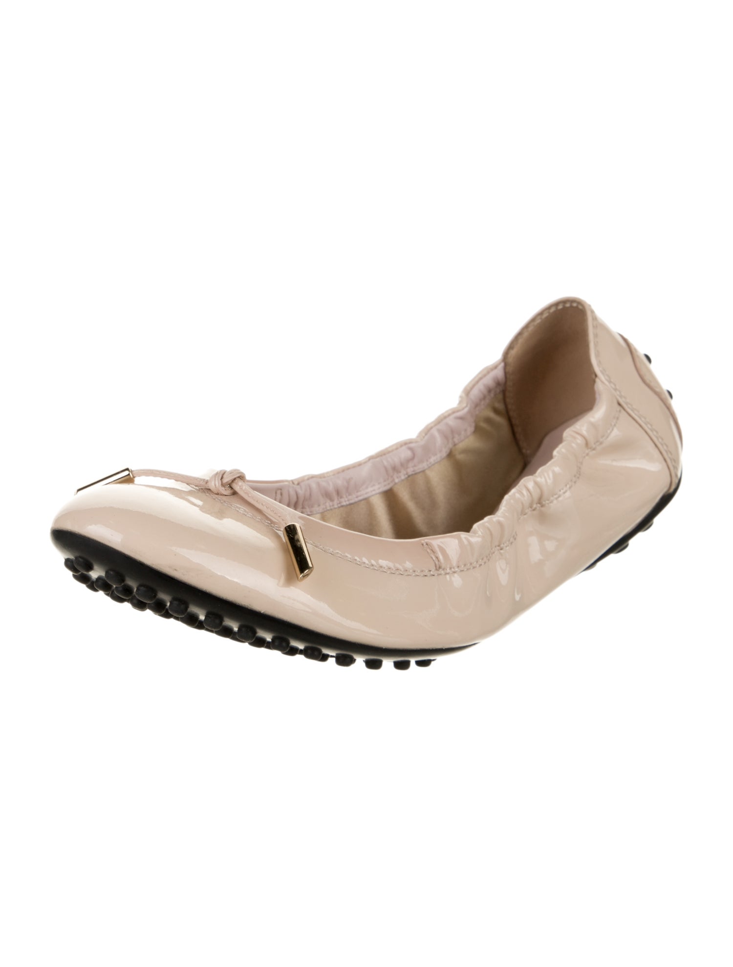 Tod's Patent Leather Bow Accents Ballet Flats