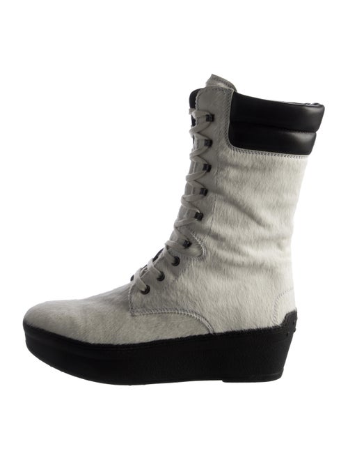 Tod's Ponyhair Colorblock Pattern Lace-Up Boots