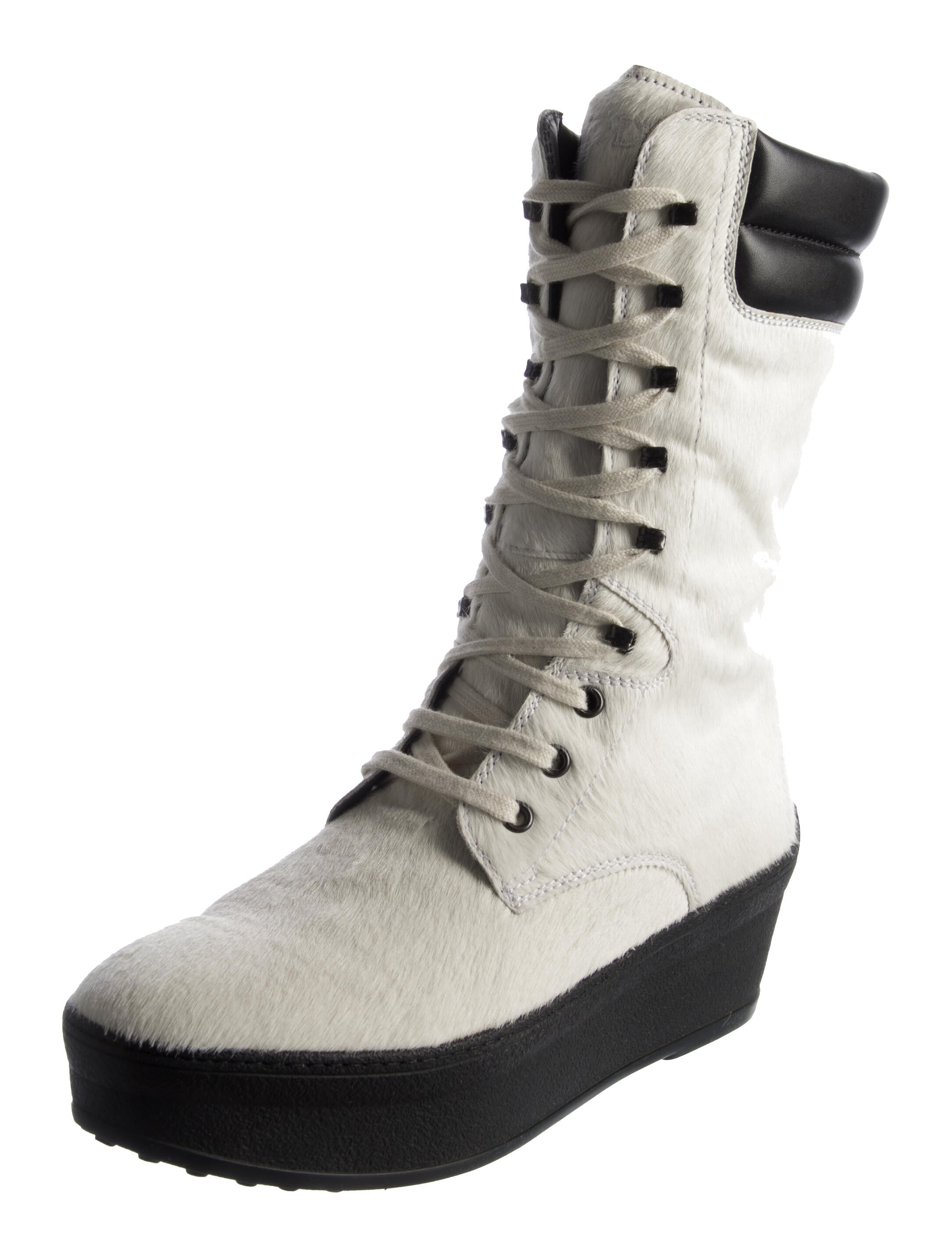 Tod's Ponyhair Colorblock Pattern Lace-Up Boots