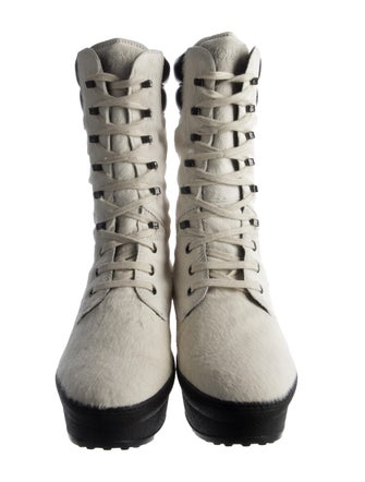 Tod's Ponyhair Colorblock Pattern Lace-Up Boots
