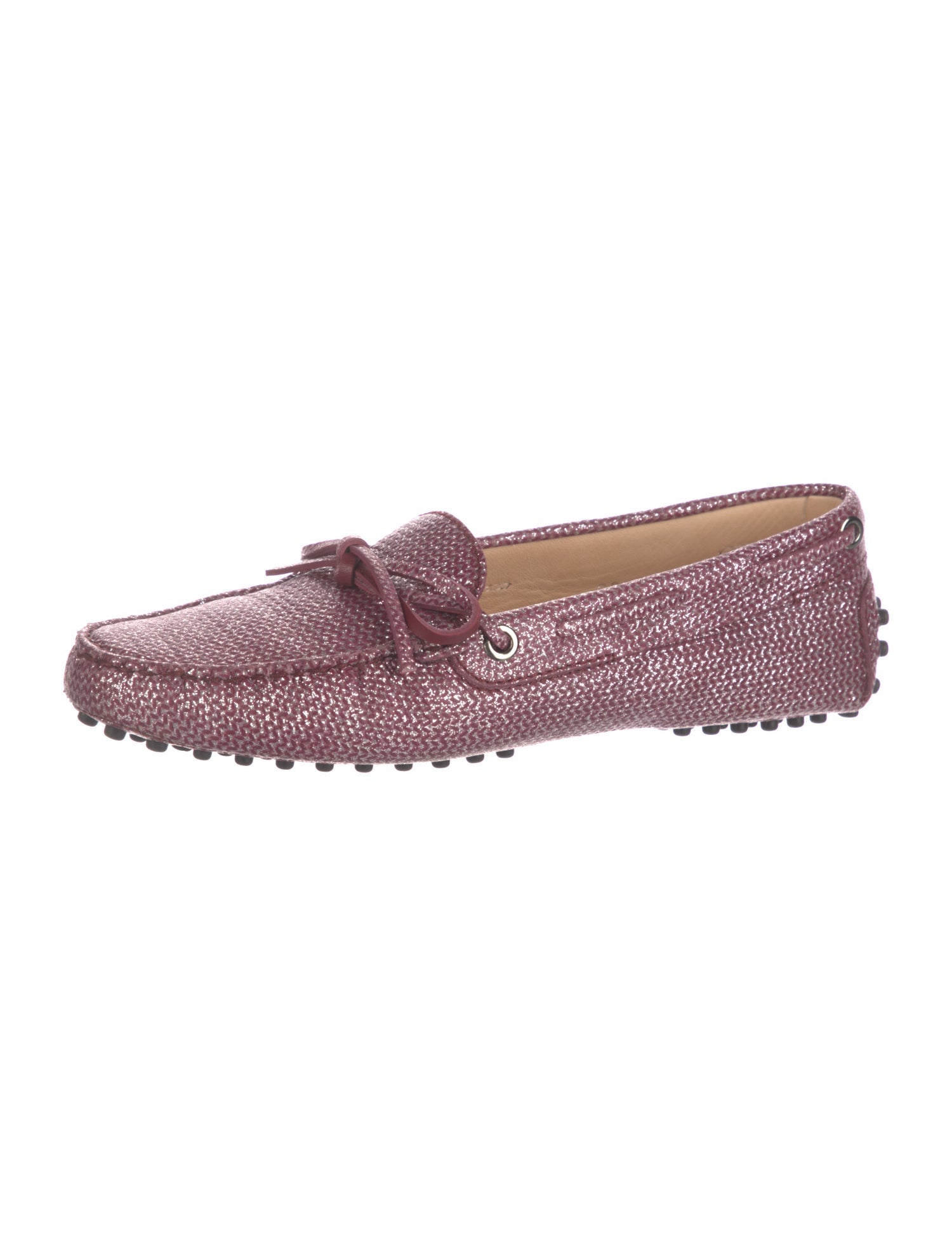 Tod's Leather Glitter Accents Loafers