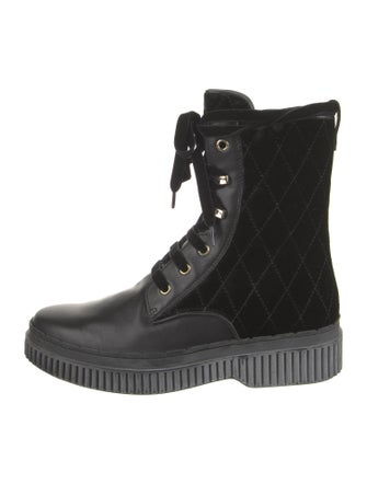 Tod's Velvet Combat Boots