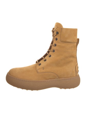 Tod's Suede Colorblock Pattern Combat Boots