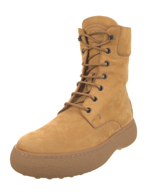 Tod's Suede Colorblock Pattern Combat Boots