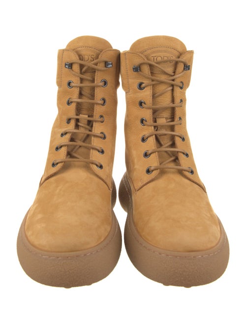 Tod's Suede Colorblock Pattern Combat Boots