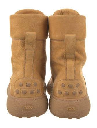 Tod's Suede Colorblock Pattern Combat Boots