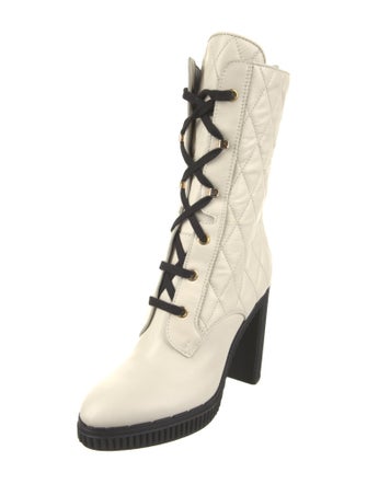 Tod's Leather Colorblock Pattern Lace-Up Boots