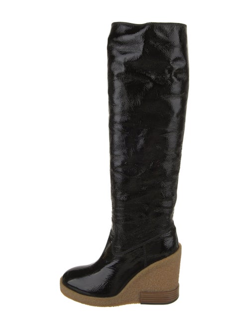 Tod's Patent Leather Colorblock Pattern Riding Boots