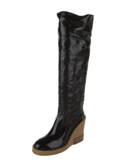 Tod's Patent Leather Colorblock Pattern Riding Boots