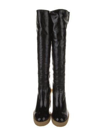 Tod's Patent Leather Colorblock Pattern Riding Boots