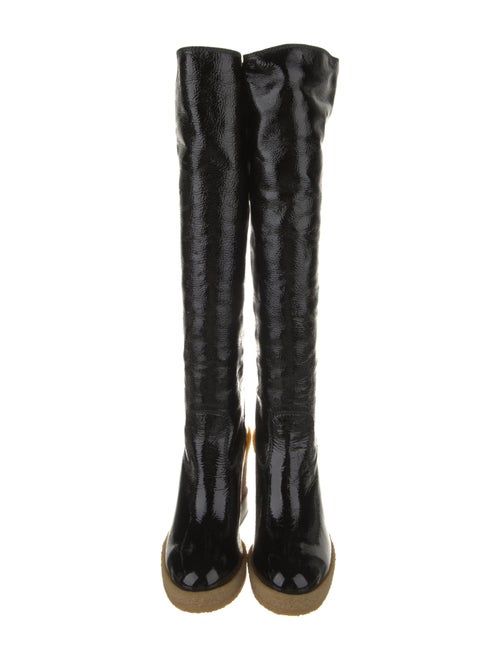 Tod's Patent Leather Colorblock Pattern Riding Boots