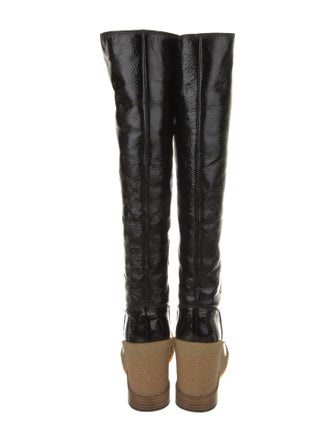 Tod's Patent Leather Colorblock Pattern Riding Boots