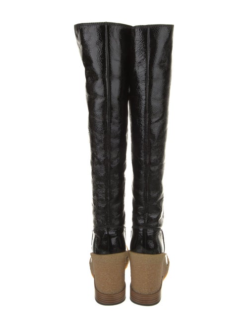 Tod's Patent Leather Colorblock Pattern Riding Boots