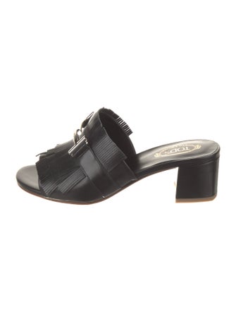 Tod's Leather Fringe Trim Accent Slides
