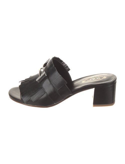 Tod's Leather Fringe Trim Accent Slides