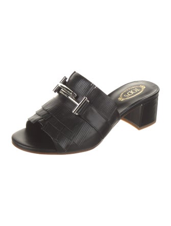 Tod's Leather Fringe Trim Accent Slides