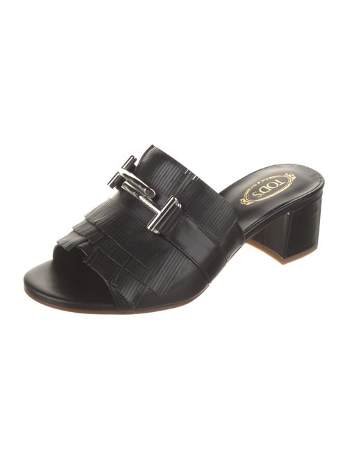 Tod's Leather Fringe Trim Accent Slides