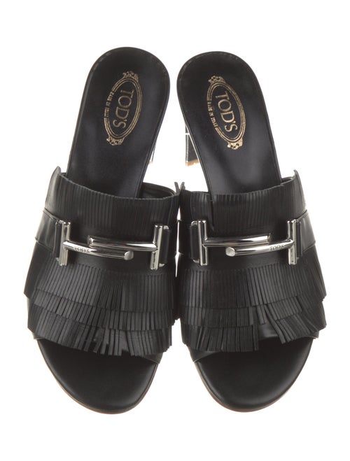 Tod's Leather Fringe Trim Accent Slides