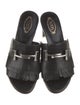 Tod's Leather Fringe Trim Accent Slides