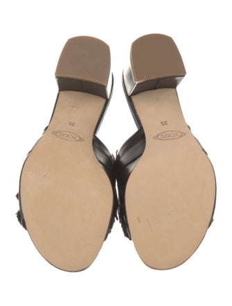 Tod's Leather Fringe Trim Accent Slides