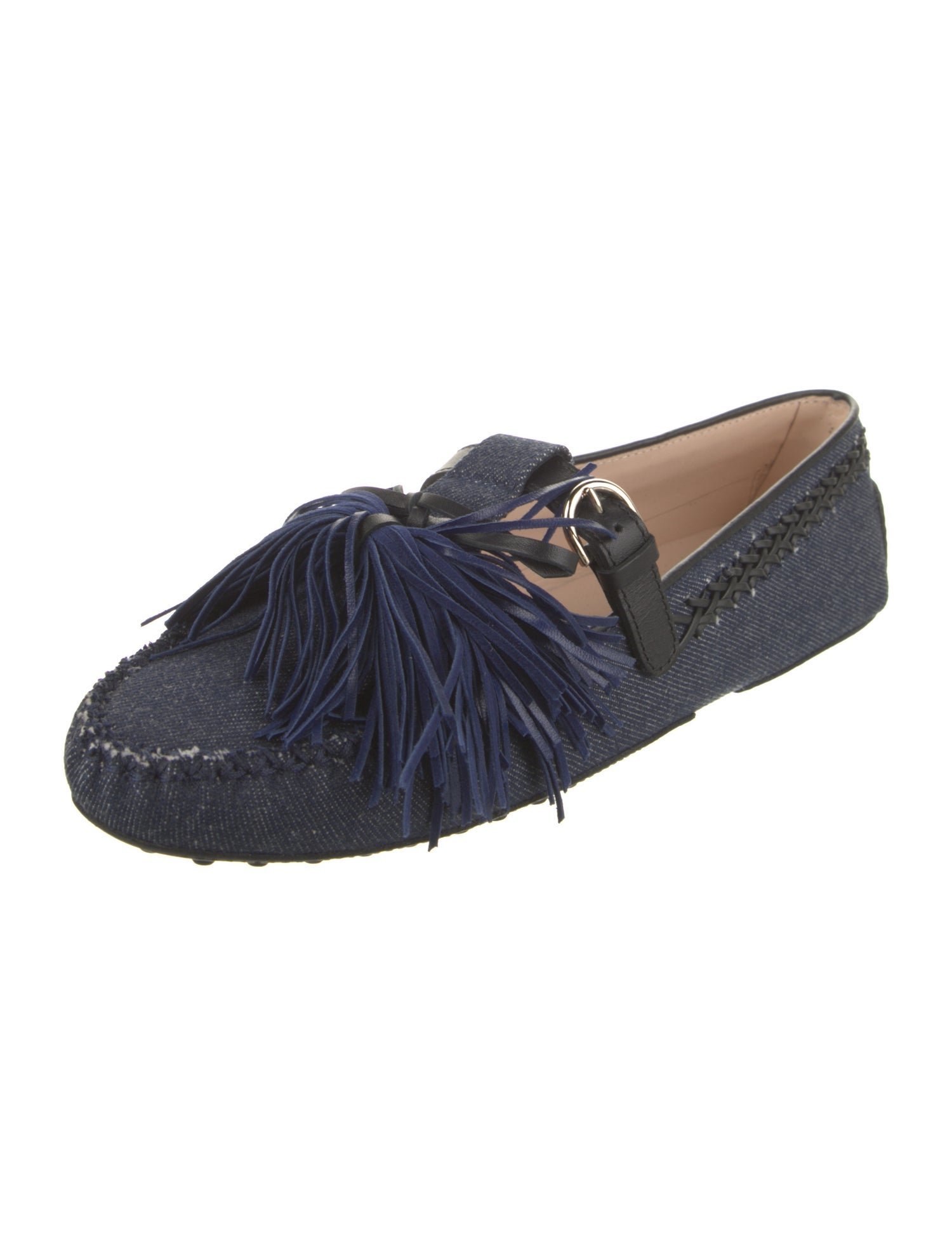 Tod's Denim Tassel Accents Moccasins w/ Tags