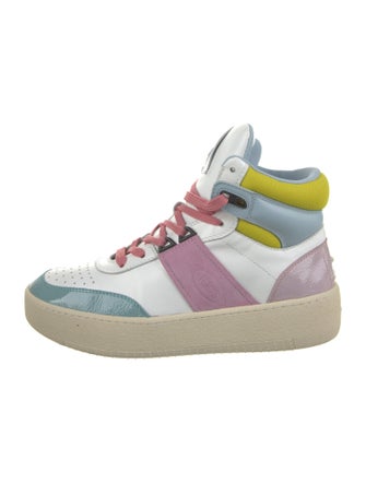 Tod's Leather Colorblock Pattern Wedge Sneakers