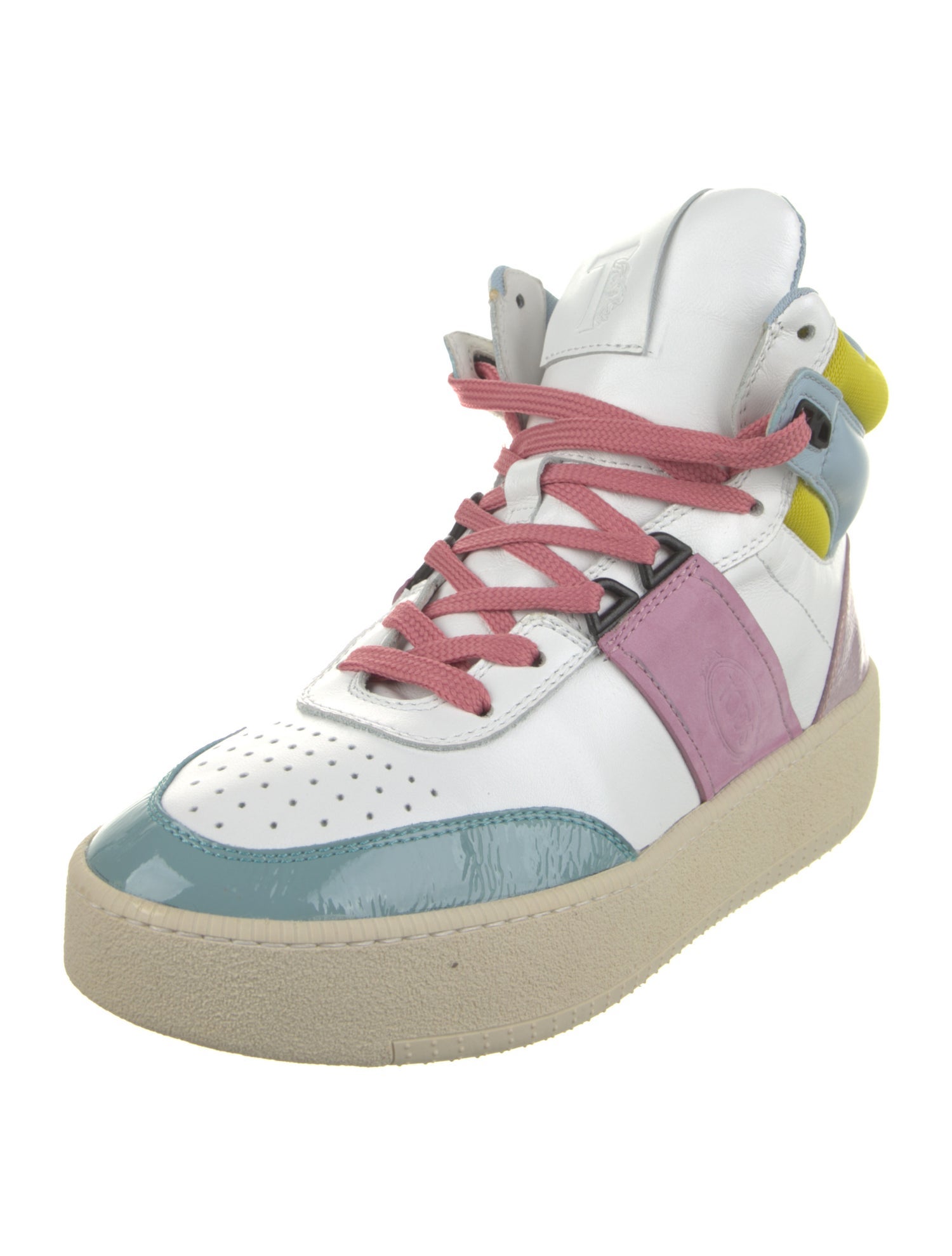 Tod's Leather Colorblock Pattern Wedge Sneakers