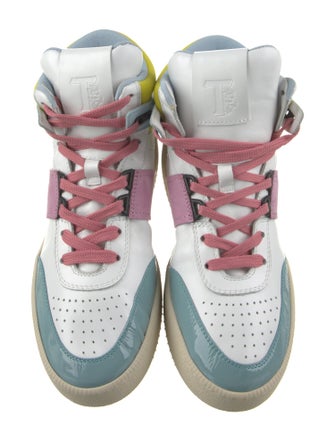 Tod's Leather Colorblock Pattern Wedge Sneakers