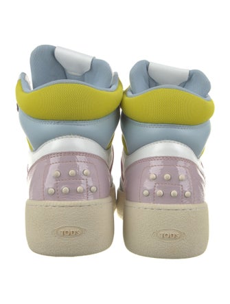 Tod's Leather Colorblock Pattern Wedge Sneakers