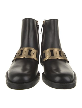 Tod's Leather Chain-Link Accents Combat Boots