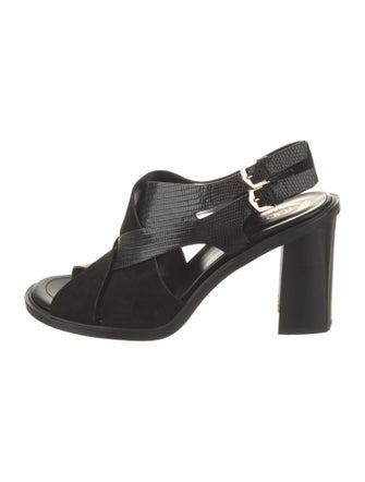 Tod's Suede Leather Trim Embellishment Slingback Sandals