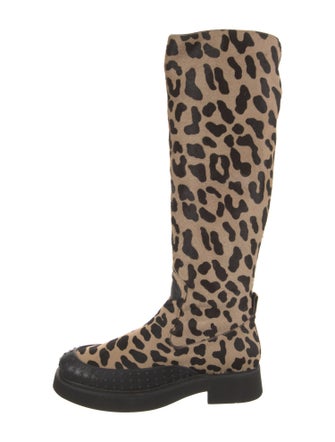 Tod's Ponyhair Animal Print Riding Boots