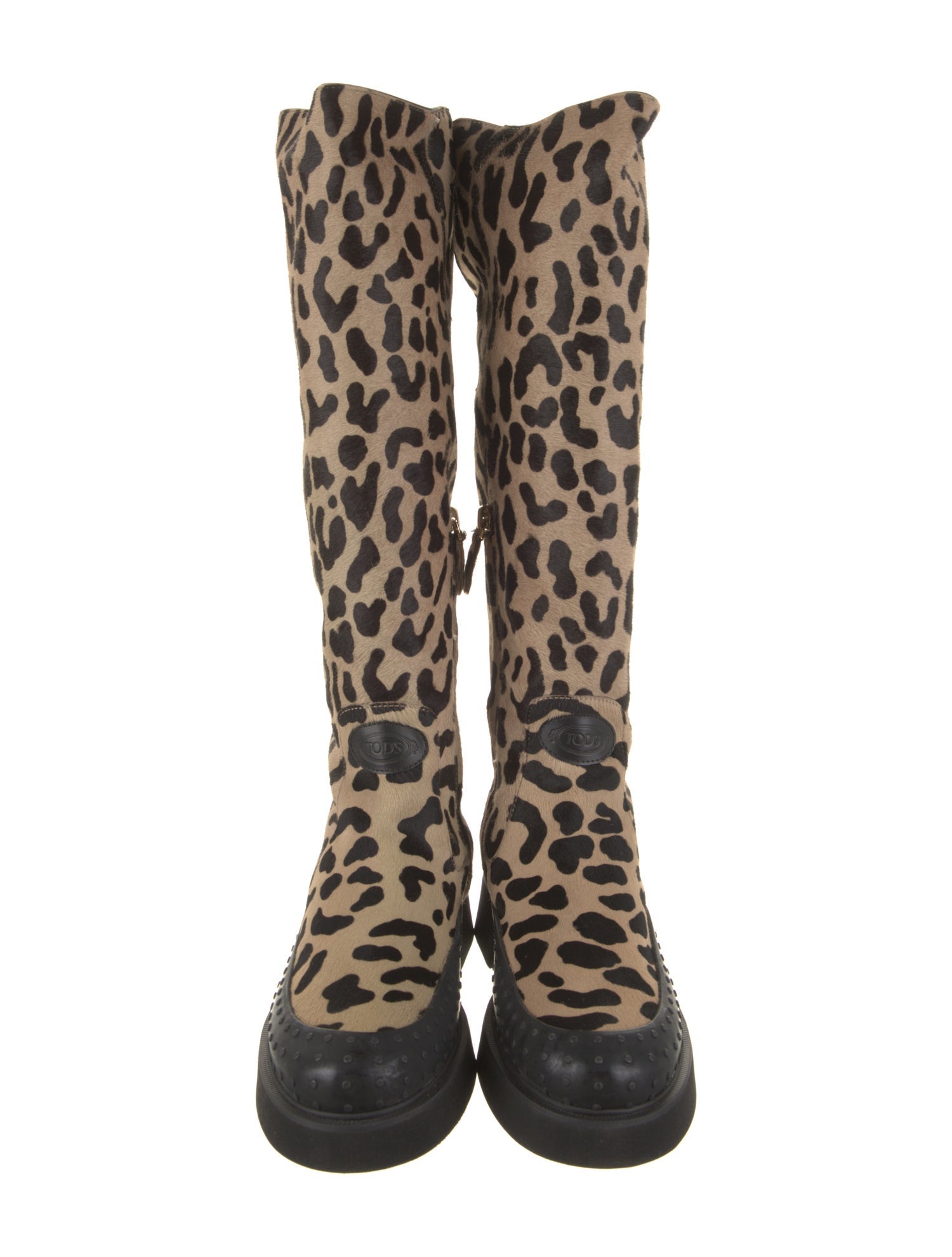 Tod's Ponyhair Animal Print Riding Boots
